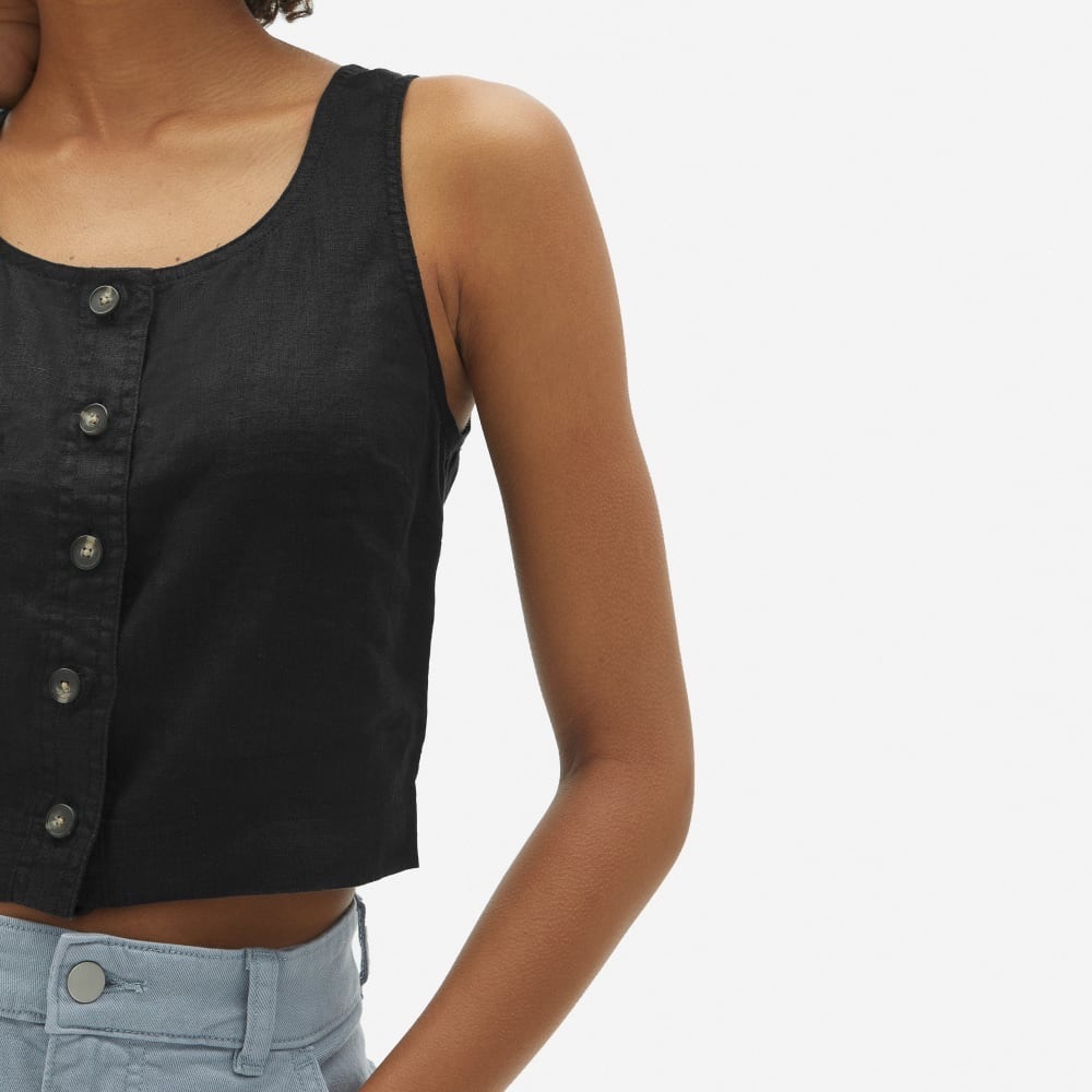 Everlane Black Button-Front Linen Tank - Picture 3 of 3